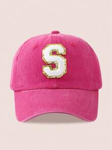 1顶男女通用26字母水洗棒球帽，遮阳帽，适合户外活动和日常佩戴，防紫外线 - 金標-玫紅水洗帽 - 查看 24