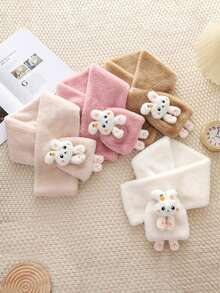 1pc Cute Carrot Rabbit Crossover Plush Super Soft Neck Warmer Scarf For Children Aged 9-16, Suitable For Daily Wear, School, Outings, Outdoor, Photography, Christmas, Parties, Fashion Versatile Maillard Color Kids Accessory - Multicolor - View 2