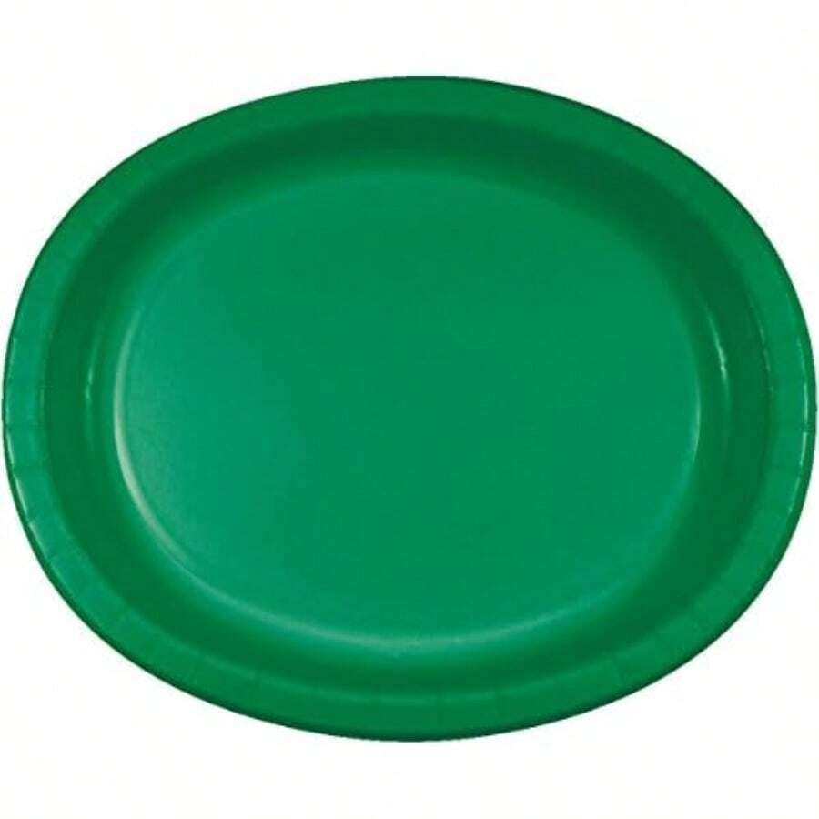 Creative Converting 8 Count Oval Platters, Emerald Green(Verde esmeralda) - Multicolor - Ver 1