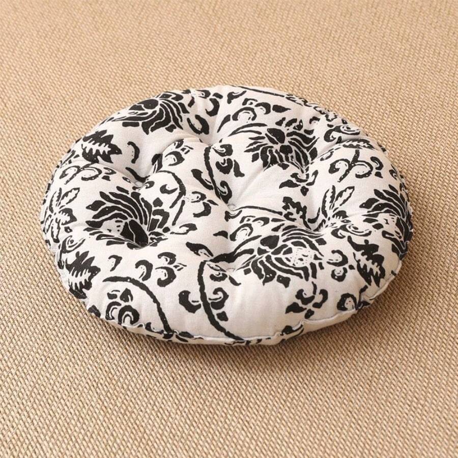 Engrosado redondo lazy cojín futón oversize meter cojín de silla colgante silla de ratán yoga - Negro y blanco - Ver 1