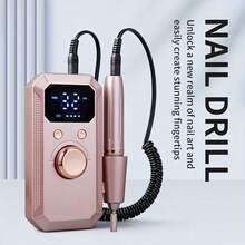 Electric Nail Drill With 32 Speeds LED Display For Shaping Polishing Removing Gel Nails, Nail File Machine With 11 Drill Bits For Acrylic Gel Dip Powder Polish Pink Gold - 灰色 - 查看 3