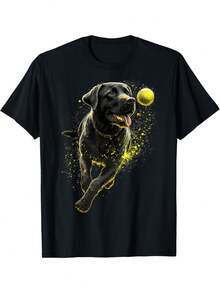 Camiseta de Labrador Retriever persiguiendo una pelota - 180g - Negro - Ver 1