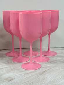 1/6/10/15/20个装 16盎司/480毫升 不易碎塑料葡萄酒杯 - 可重复使用的香槟鸡尾酒杯，多色高脚杯，适用于婚礼、派对、生日、家庭聚会和餐厅，白色/黑色优雅饮具 - 玫瑰紅 - 查看 5
