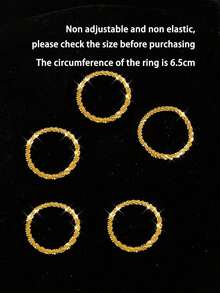 1-5pcs Gold Shiny Gypsophila Ring Set, Women Sparkling Adjustable Closed Super Glitter Chain Rings - Gold - View 2