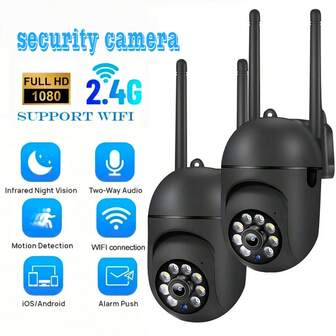 Cámara de doméstica inteligente 1080P, con visión nocturna a color, audio bidireccional, seguimiento de movimiento - Cámara WiFi para interiores/exteriores, alimentada por USB, con función de panorámica/inclinación/zoom, cámara de vigilancia interior y exterior de alta definición