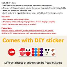 JUJU SHOU 1pc Interactive Pet Feeder Toy - With DIY Stickers, Built-In Battery, USB Rechargeable, Promotes Intelligence Development And Healthy Feeding, Fun Feeding Toy, Pet Training Puzzle Toy, Suitable For Cats And Small/Medium Dogs