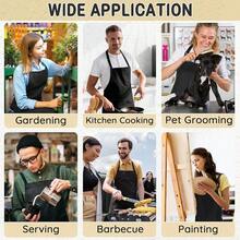 Chef Apron For Men And Women Wash Free Bib Apron With 2 Pockets Water & Oil Proof Adjustable Aprons,Black - Black - 查看 7
