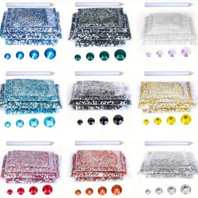23.000 viên đá giả kim cương trong suốt bằng nhựa - Nhiều màu sắc (2/3/4/5mm) Đá AB tròn mặt phẳng kèm bút, đá sáng bóng dùng làm trang sức, đồ thủ công, dự án DIY, trang trí | Đá cầu vồng | Bề mặt bóng, đá giả kim cương thủ công, trang trí ốp điện thoại, giày dép, túi xách.