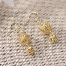 优雅奢华手工金球吊坠耳环，女士优雅耳环及配饰，馈赠亲朋好友的精美节日礼物 - 金色 - 查看 4