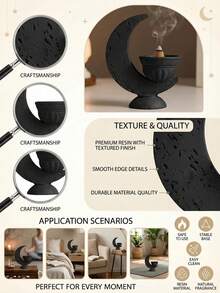 黑色树脂阿拉伯斋月香炉，新月形香炉，优雅香薰扩散器，家居装饰，无烟香氛架，适用于客厅、卧室、瑜伽室、冥想空间，独特香炉 - 彩色 - 查看 8