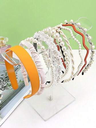 1 pieza Soporte de visualización en forma de T de acrílico transparente, adecuado para tocador o exhibición de accesorios para el cabello, ideal para viajes soleados, temporada de regreso a clases y talla grande. Estante de exhibición de acrílico, diadema en forma de T, organizador de pinzas para el cabello, tocador, lazos para el cabello, tenedores para el cabello, exhibición de diademas, regalo de Navidad, regalo de Año Nuevo