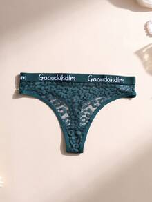 6 PCS Women's Sexy Lace Thong Low Waist Seamless Panties Letter Belt Briefs Comfortable And Breathable Lingerie Underwear - Multicolor - View 5