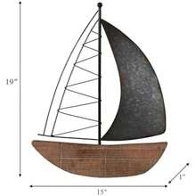 Sagebrook Home Metal, decoración de pared de barco de 19 pulgadas de alto, café, velero, hierro, contemporáneo, 15 pulgadas de largo x 1 pulgadas de ancho x 19 pulgadas de alto, dos tonos(default) - Multicolor - Ver 4