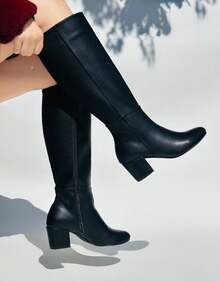 Botas para dama Tacón bajo Clásicas Formales - Negro - Ver 1