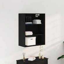 Larryhot Armadio da Muro Appeso Rovere Nero 69.5 x 32.5 x 90 cm,Robusto e durevole, facile da montare, la scelta ideale per l'arredamento della casa - nero - Visualizzare 4