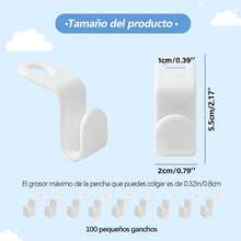 100 Piezas de Ganchos Conectores para Perchas - Blanco, de Polipropileno (PP), Ideal para Ahorrar Espacio en Armario - Blanco - Ver 7