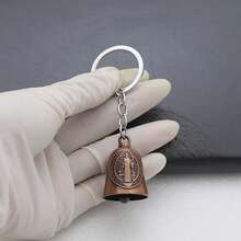 1 قطعة جرس دراجة نارية بشكل ملاك الحارس، تميمة حظ دراجة نارية بشكل صليب، إكسسوار مناسب لسلامة راكب الدراجة النارية، سلسلة مفاتيح، حماية أمان للدراجة/الحيوان الأليف، مناسب للجنسين - متعدد الألوان - مشاهدة 10