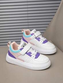 Zapatillas deportivas casuales para niños, zapatos deportivos de moda, transpirables y cómodos con suela antideslizante, ligeros y de corte bajo para estudiantes y niños, lindos colores rosa y morado en tallas para niños pequeños y preescolares - Morado - Ver 7