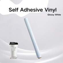 1PC Self-Adhesive Vinyl, Adhesive Vinyl Roll For All Cutting Machine, For Decor Sticker, Car Decal, Scrapbooking, Signs, Glossy - G913 White - View 5