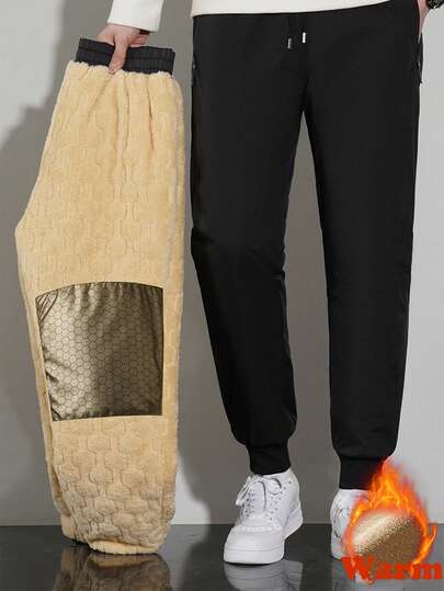 男士加厚保暖休闲裤，宽松户外运动裤，抓绒材质，冬季款