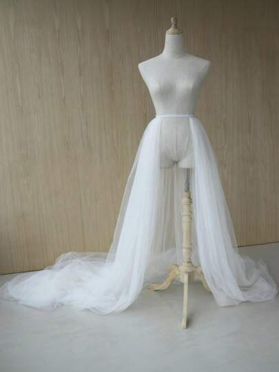 1 pieza Vestido con cintura elástica blanca, dobladillo desmontable, enagua, media enagua, 170cm