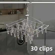 1pc Stainless Steel Clothes Hanger Clips, Multi-Functional Windproof Hanging Hooks For Skirts, Socks, Jeans, Pants, Dresses, Suitable For Home, Hotel, Dorm, School, Clothing Store - Perak - View 2