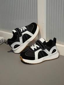 1 Pair Kids Casual Sports Shoes, Girls' Fashion Comfortable Athletic Sneakers, Boys' Running Shoes, Anti-Slip Soft Sole Toddler Runners, Baby First Walking Shoes - Black - View 4