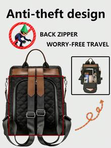 Ba lô nylon chống trộm họa tiết hình thoi phong cách retro dành cho nữ, túi xách hàng ngày đa năng thời trang, túi du lịch nhẹ nhiều ngăn, ba lô tối giản dung tích lớn, ba lô tiện dụng phù hợp cho học sinh, y tá, giáo viên, doanh nhân, du lịch, đi làm, mua sắm, văn phòng, hẹn hò, leo núi, đào tạo, công việc, quà tặng sinh nhật, quà tặng ngày lễ. - Nhiều màu - Xem 9