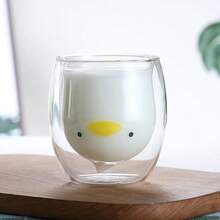 1个动物造型双层玻璃杯，可爱小熊造型咖啡杯，高品质耐热保温玻璃杯，适用于咖啡、牛奶、茶、拿铁、卡布奇诺，是送给男朋友、女朋友、情人节的理想礼物 - 彩色 - 查看 9
