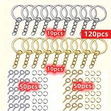 Yiwu Qiyou Accessories Co., LTD 120件套DIY钥匙扣连接环套装 - 优质锌合金迷你螺丝眼针吊坠，适用于耳环首饰制作、工艺制作和维修 - 易于使用的工具配件 - 120pcs - 查看 14