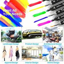 24/36/40/48/60/80/100/120/168/204色双头马克笔，美术绘图马克笔，带笔架和便携包，手绘设计笔套装，专业美术用品，文具礼品，圣诞节和生日礼物 - 彩色 - 查看 7