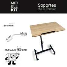 Ecommerc3 MOBLEKIT | Bàn phụ cho sofa hoặc giường ngủ bằng gỗ và kim loại, kiểu cố định hoặc điều chỉnh được với tùy chọn bánh xe, bàn làm việc nhỏ gọn cho gia đình - Miễn phí vận chuyển ✅ Giao hàng 24/48 giờ đến Tây Ban Nha (Bán đảo) - Negro Mesa 2: 60x40x59-89 CM - Xem 3