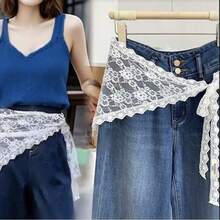 1pc Lace Trim Sarong Pareo Wrap Skirt, Beach Cover Up For Summer - Multicolor - View 5