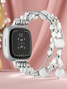 Versa 4 / Versa 3 / Sense 2 / Sense 女士串珠表带，珍珠粉色水晶手链表带，弹性腕带，优雅装饰替换表带，适合办公、婚礼、休闲和假日佩戴 - 彩色 - 查看 8