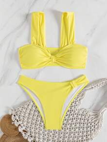Women's Beach Vacation Casual Bikini Set Summer - Yellow - View 2