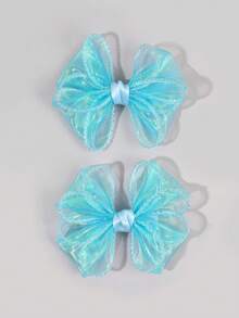 2pcs Multicolor Mesh Hair Bows For Baby Girls Elegant Mesh Alligator Clips Sparkly Tulle Hair Clips Sweet Casual Hair Barrettes Girls Gifts Hairpins Baby Hair Accessories - Multicolor - View 8