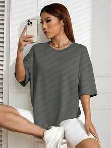 Solid Color T-Shirts, Casual Women's Shirts, Black, White, Red, Apricot Women's Tops, Tops, Casual Women's Shirts, Women's T-Shirts, Maximum Amount,Tops - Màu xám đen - Xem 4