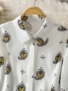 女士长袖全印花休闲阿拉伯风格上衣 - 彩色 - 查看 3