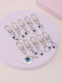 10pcs Devil Eye Keychain Pendant, Suitable For Party Favors, Holiday, Back To School S Car Accessories Bag Charm Christmas Gift Ideas - Multicolor - View 9
