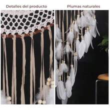 Mebix TRD Atrapasueños Colgante con Plumas Y Luz Grande 40cm | Decoración Pared y Adorno para el Hogar en Cuarto, recámara, habitación(default) - Multicolor - Ver 6