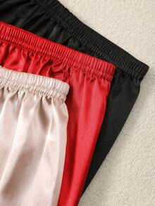 Pijama de mujer de unicolor con pantalones de manga corta y bordado de corazón de San Valentín - Rosa vieja - Ver 4