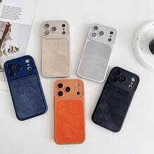 Denim Effect Leather Phone Case Compatible With IPhone 13, 13 Pro Max, 14, 14 Pro, 14 Pro Max, 15, 15 Pro Max, 16, 16 Pro Max, 17, 17 Pro, 17 Pro Max - Silver - View 2