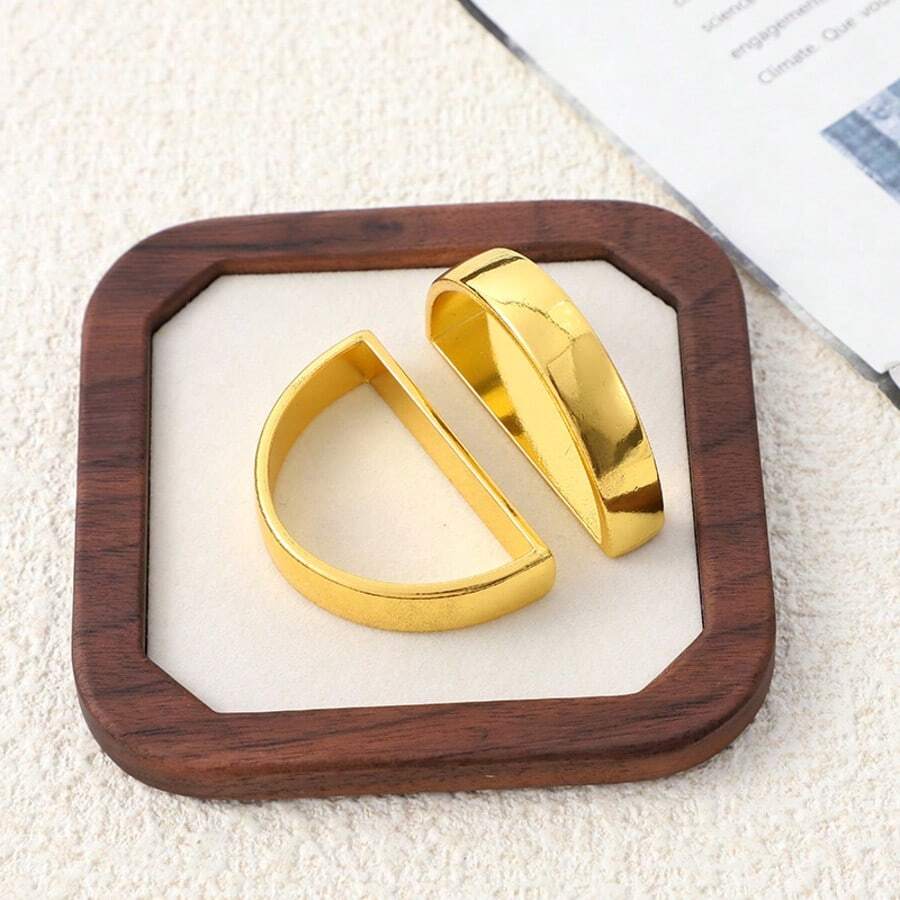 6/2/1 Pcs Set Arched Napkin Rings, Gold D-Shape Napkin Holders, Unisex, Reusable, Suitable For Family Gatherings, Parties, Metal Napkin Clips, Fit For Various Occasions, Party Holidays, Christmas Table Decor, Holiday Party Gifts