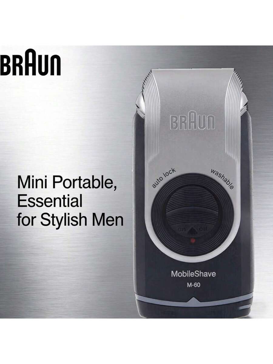 Braun M60 輕量化輕便刮鬍刀 118g機身 口袋隨行收納 乾電池即裝即用 旋蓋保護 SmartFoil刮鬍系統 黑色 - 黑色 - 查看 1