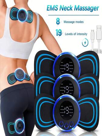 EMS肌肉刺激颈部按摩器，电动颈椎按摩垫，低频脉冲按摩垫，缓解疼痛和放松工具