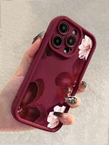 1个简约红色花朵和粉色樱花图案防震TPU手机壳，兼容苹果手机，适用于17 Pro Max/17 Air/16 Pro Max/15 Plus/14/13/12/11 - 彩色 - 查看 3