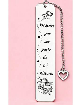 这款不锈钢励志书签上刻有西班牙语短语“感谢你成为我生命故事的一部分”，是送给老师、朋友、同事和家人的完美励志礼物。