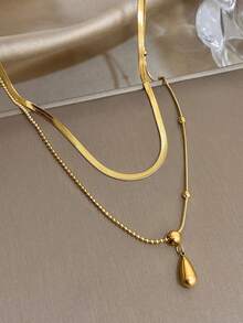 1 件水滴吊坠项链，女士优雅不锈钢链项链，日常派对饰品，圣诞节礼物，情人节礼物，母亲节礼物 - 彩色 - 查看 3