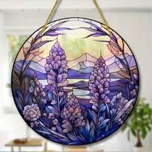 1pc Round Acrylic Sign, Lavender Suncatcher, Stained Window Hanging, Easter Hanging Ornament, Wreath Center, Home Gift, 8x8In/20x20CM, Window Decor, Porch Decor, Multicolor Suncatcher For Window, Wall Decor, Room Decor, Home Decor Products - Multicolor - View 5
