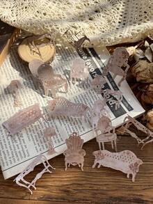 30Pcs 15 Style Vintage Hollow Cup House Vase Theme Paper Stickers Objects Life Literature Art Junk Journaling Planner Scrapbooking Decorative DIY Craft Material Sticker Scrapbook Supplies Stationery - Multicolor - View 5